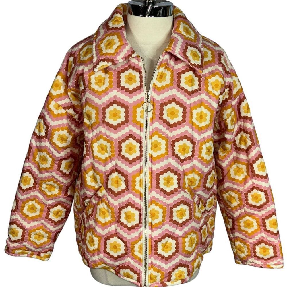 Show Me Your Mumu BOHO Powder Puffed Honeycomb Daisy Bomber Jacket - Picture 6 of 14